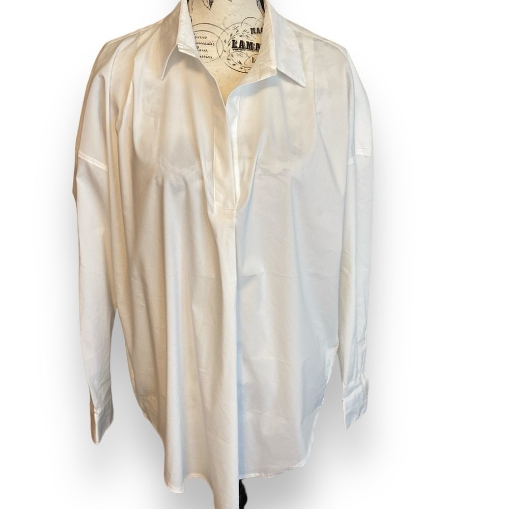 Magaschoni Women’s Poet Blouse Pleated White Size M New